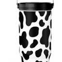 SANDJEST Cow Print Tumbler with Handle, 30oz Flip Straw Stainless Steel Tumblers Coffee Travel Cup, Cowgirl Tumbler Gifts for Women Girls for Birthday Christmas Mothers Day