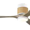 60in Boho White Ceiling Mount Fan Light Dimmable with Remote Control 3 Blade Hemp Rope Ceiling Fan with Light Coastal Weathered Wood Ceiling Fan Outdoor for Balcony Kitchen Bedroom Living Room