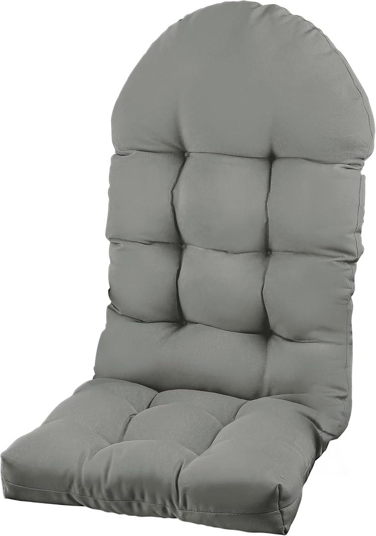 Adirondack Chair Cushion, Rocking Chair Cushion 44x19.4x4 inch, High Back Patio Cushions of Upper and Lower with Ties, Sunscreen and Fade-Resistant (Gray, 1), 1 Count
