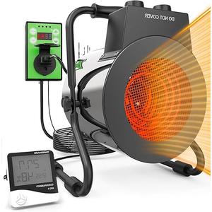 Buyplus Greenhouse Heater with Digital Thermostat, 1500W Outdoor Heaters for Patio, Overheat Protection & 3S Fast Heating, Electric Space Heater for Patio, Garage, Greenhouse, Flower House, Red