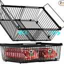 iSPECLE Freezer Organizer Bins  1 Pcs Large Stackable Baskets & 1 Pcs Hanging Deep Freezer Organizer Bins for 10 to 20 Cu. Ft Chest Freezer Easily Gets Bottom Food, Expandable Adds Space, Black