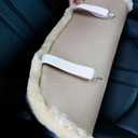 OGLAND Fluffy Genuine Sheepskin Car Seat Cover for Auto Fuzzy Interior Accessories Cushion with Soft Wool Natural Fur Non-Slip (Pearl, Front20*20Inch)