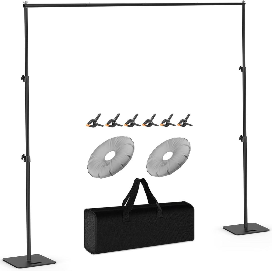 Photo Backdrop Stand 10 x 9.2ft, Sdfghj Adjustable Background Stand with Flat Base, Studio Photography Backdrop Frame Stand Heavy Duty Support System Kit for Parties Wedding Birthday Decoration Event
