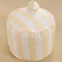 Waterproof Round Stuffed Pouf Ottoman, Indoor Outdoor Pouf Foot Stool Beige