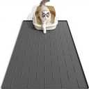 Pieviev Silicone Cat Litter Trapping Mat, 34''x22'' Large Cat Litter Mat, Easy to Clean & Soft on Kitty Paws, Waterproof Kitty Litter Pads for Indoor Cats, Dark Grey