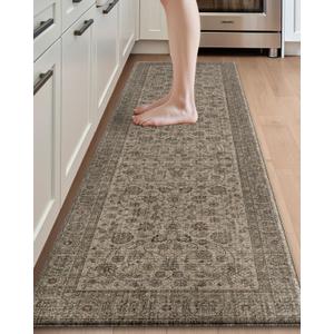 DEXI Kitchen Mats for Floor Cushioned, 23x86 Extra Large Long Runner Rug Non Slip, Waterproof Soft Comfort Standing Padded Anti Fatigue Decorative, Brown