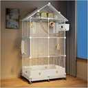 60in Large Flight Bird cage, Equipped with Bird's Nest，Ladder, Swing, Feeder, etc. with Wheels for Easy Outdoor Movement, Suitable for Parrots, Pigeons (White, 28.4" L x 14.2" W x 60" H)