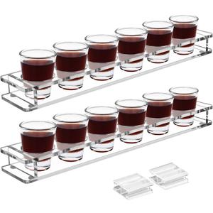 Beautyflier Pack of 2 Acrylic Shot Glass Holder, Shot Glass Serving Tray for Bar, Restaurant, Party, Family Gathering (Shot Glasses Not Included)