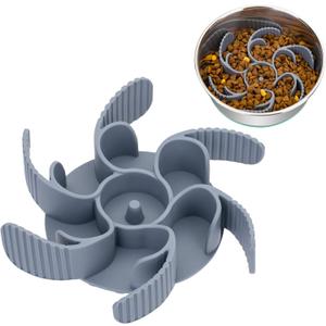 Slow Feeder Dog Bowls Insert [Octopus Suction Cups] Super Firm Slow Eating Dog Bowl [Cuttable] for Large Breed and Medium Size Dog Compatible with Regular and Elevated Dog Bowls (Turbine)