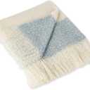 DII Coastal Acrylic Rugby Stripe Woven Throw, 50x60, Blue