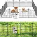 10 Panels Decorative Garden Fence with Gate, 24 in(H) X 20 ft(L) No Dig Dog Fence Animal Barrier Outdoor for Yard, Rustproof Metal Garden Edging and Borders, Temporary Fencing Stakes
