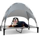 Heeyoo Elevated Dog Bed with Canopy, Portable Dog Cot with Removable Shade Tent, Outdoor Raised Pet Cot Cooling Bed for Dogs
