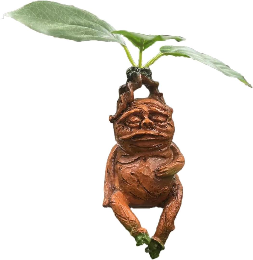 Mandrake Resin Statue Plant Funny for Decoration Micro Landscape Ornament for Outdoor Garden, Living Room, Bedroom Decor Magical Figurine Birthday Christmas Halloween Easter Gift
