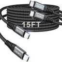 Extra Long USB C to USB C Cable 100W [15ft/1Pack] Charger Cable Fast Charging Compatible with iPhone 17/17 Pro Max, iPhone 16 Series, iPhone 15 Series, Galaxy S24/S23/S22, Car Play, MacBook, iPad