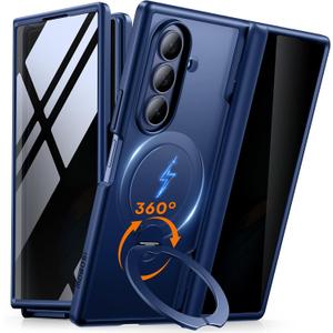 MOBOSI for Z Fold 7 Case with Rotatable Ring Stand & Privacy Screen Protector, Compatible with Magsafe, 18FT MIL-Grade Protection, Magnetic Shockproof Slim Case for Samsung Galaxy Z Fold7, Blue