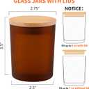 SUPMIND 15 Pack Candle Glass Jars- 7oz Frosted Amber Empty Candle Containers with Bamboo Lids and Sticky Labels, Matte Brown Jars in Bulk for Making Candles- Dishwasher Safe-7 fl.oz
