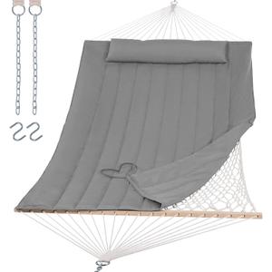 SUNCREAT 15 FT Hammocks for Outside, Two Person Hammock for Patio, Garden, Porch, Outdoor, Light Gray