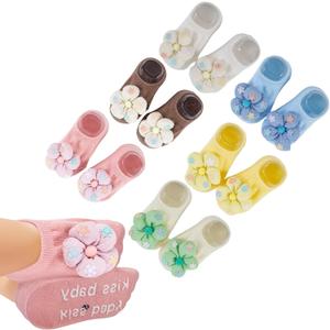 Baby Girl Non Slip Cute Flower Grippy Socks Soft Breathable Cotton Toddler Ankle Socks Anti Skid Newborns