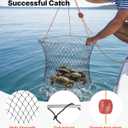 VEVOR Double Ring Crab Trap, 24 inch Top, 20 inch Bottom, Two Rings Crab Kit, Foldable Fishing Net with Gauge, 60 ft Rope, Wire Grid Bottom, Rock and Blue Crab, Dock & Pier Crabbing, 2 Set
