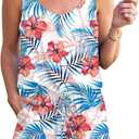 RAISEVERN Womens Rompers Summer Short Jumpsuits Casual Scoop Neck Sleeveless Romper with Pockets (Large, Floral-01)