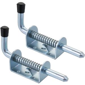 Spring Loaded Gate Latch Pin Barrel Bolt 5in Durable Zinc Plated Solid Steel Heavy Duty - 2pcs
