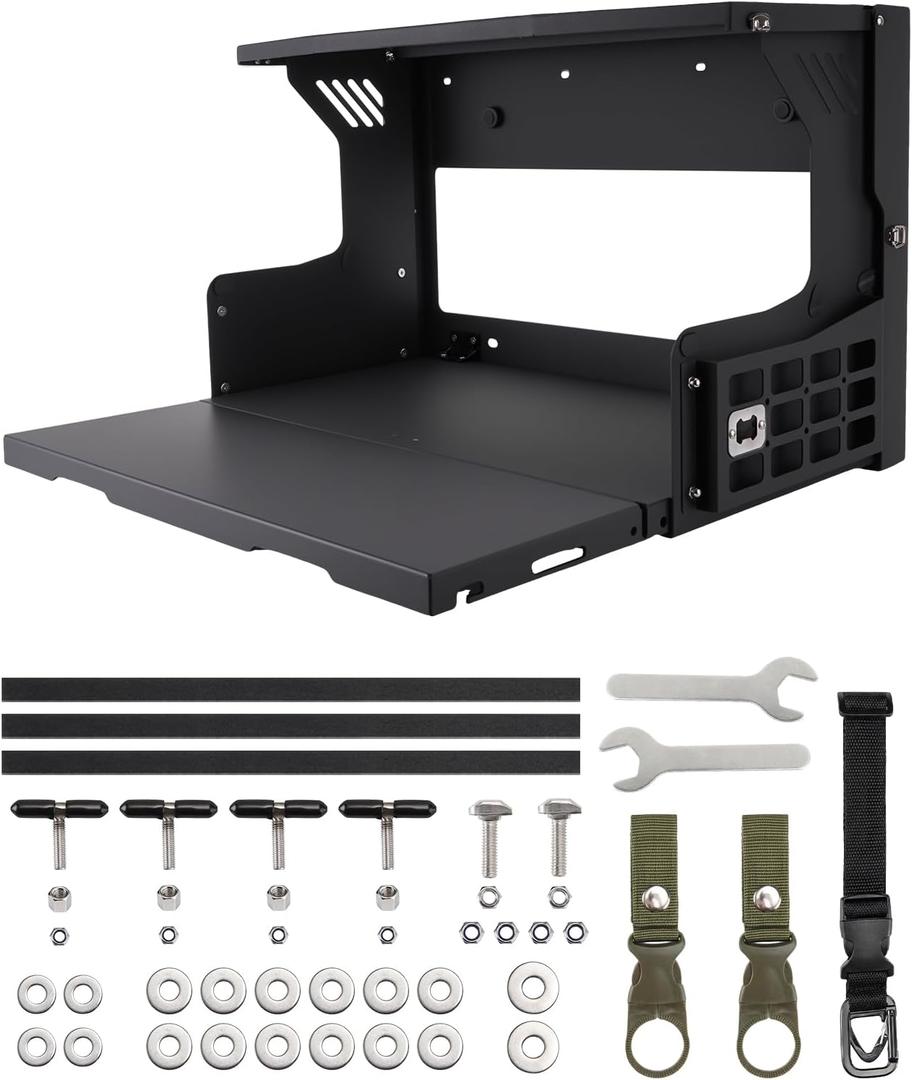 Tailgate Table Compatible with Ford Bronco 2/4 Door 2021-2025 | Double-Layer MOLLE Panel, Foldable Rack, Pre-Assembled, 150 lb Capacity; Excludes Bronco Sport