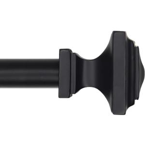 Black Curtain Rods - Adjustable 32 to 88 Inch, Elegant Square Decorative Treatment for Single Windows - Square Finial, 1 Pack (32-88)