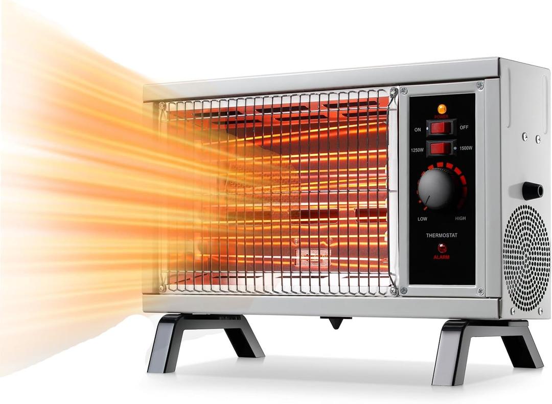 Radiant Heater,Space Heater with Two Heat Settings,Portable Electric Heater for Indoor Use, Portable Indoor Heater with Handle,1250W/1500W