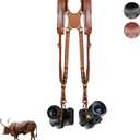 Kasla Camera Strap,Camera Straps for Photographers,Leather Dual Camera Strap for Two DSLR/SLR Cameras (Brown)