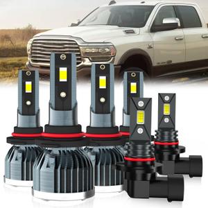 Fit For Dodge Ram 1500 2500 3500 With Projector 2016-2018 Light Bulbs, 9005 High Beam Low Beam + 9145 Fog Light Bulb, 6-Pack
