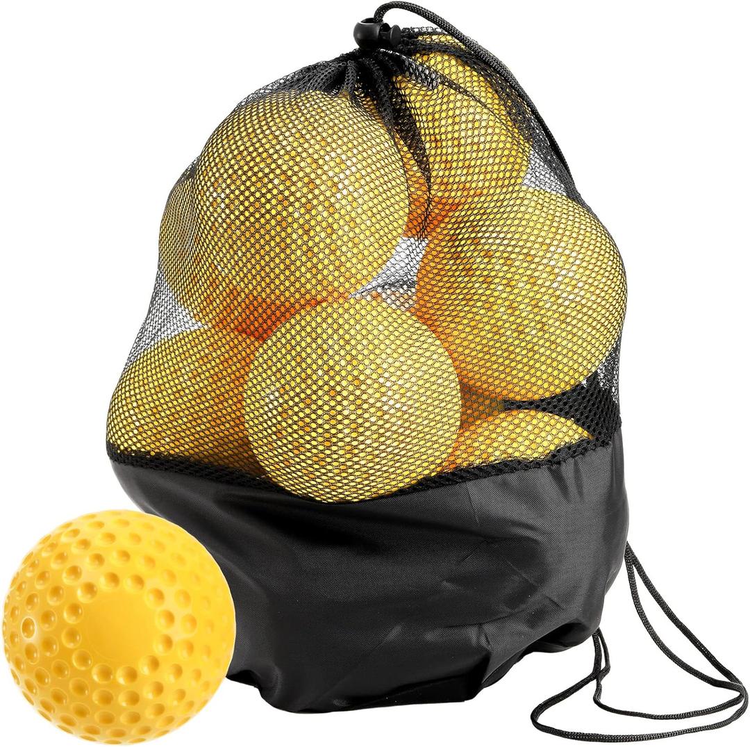 Tebery 12 Pack Yellow Dimpled Practice Balls, 12-Inch Pitching Machine Softballs Baseballs for Hand-Eye Coordination, Hitting and Fielding Practice