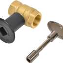 Skyflame 3/4 Inch Straight Gas Key Valve Kit for Fire Pit Fireplace with Flat Black Flange, and 3 Inches Universal Key
