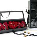 UNIKPACKAGING MOM Flower Gift Letter Shaped Fillable Box, with Plastic Liner, Size 22 x 8 x 4 inches, for Luxury Style Flower and Gift Arrangements (Black)