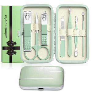 Manicure Set Nail Clipper Set Women Men Nail Clippers Kit Toenail Fingernail Cutters Personal Care Tools Manicure Pedicure with Travel Case Nail Grooming Kit Valentine's Day Gifts for Women Men (Green)
