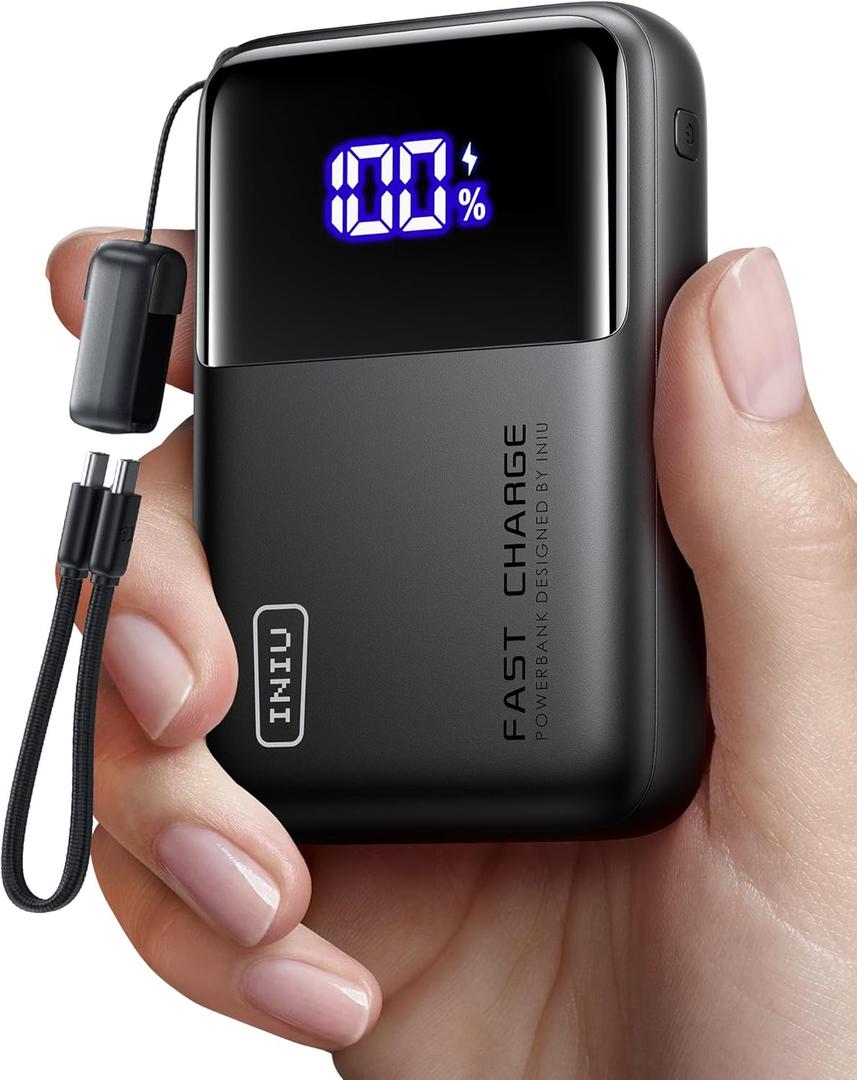 INIU 20000mAh Laptop Power Bank, Ultra Compact 65W PD Dual Fast Charging Portable Charger, TSA Approved Battery Pack with USB C Cable for Travel MacBook iPad Tablet Switch iPhone 17 16 Pro Samsung S25 | USB C Cable, Flight-Safe, Travel Essentials, Portable Charger for MacBook Pro, Steam Deck, iPhone, iPad etc