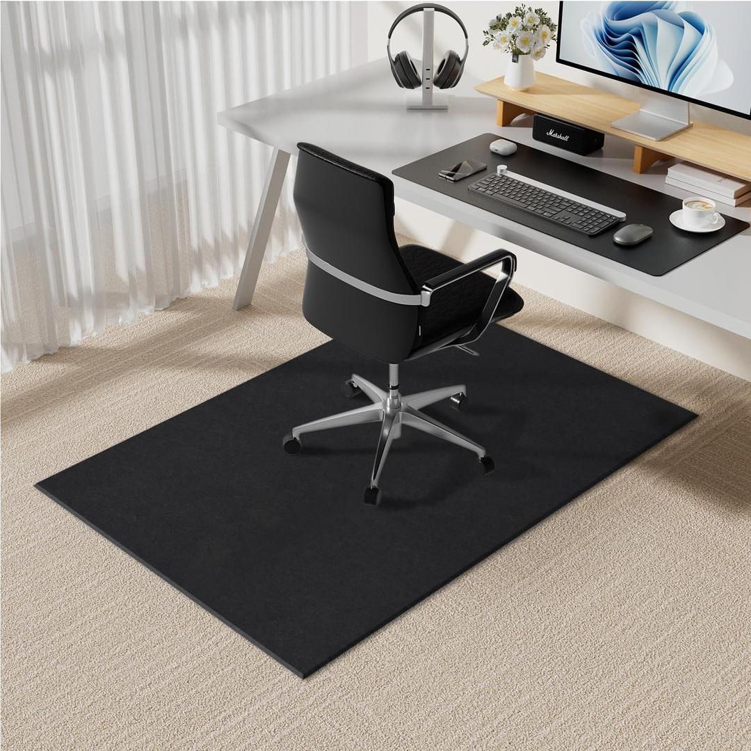 Aothia Heavy Duty Office Chair Mat - 36"x55" Non-Slip Floor Protector for Carpet & Hardwood, Easy to Clean, Durable Mat for Home and Office (Black)