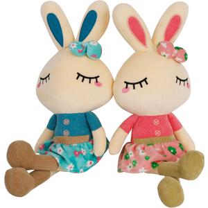Set of 2 Easter Bunny Plush for Kids, 18.3" Easter Stuffed Animal, Big Rabbit Toys Cute Birthday Gifts for Boy Girl, Pink & Blue