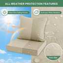 Summsun Patio Chair Cushions Set of 2, Faux Linen Outdoor Furniture Cushions, Water Resistant Backrest and Seat Cushion Set with Ties, Removable Cover, Non-Slip Bottom, 19 x 19 Inch, Beige
