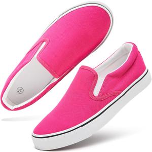 Women's Slip on Shoes Canvas Sneakers Loafers Non Slip Shoes Low Top Casual Shoes (Rose Red.US10)