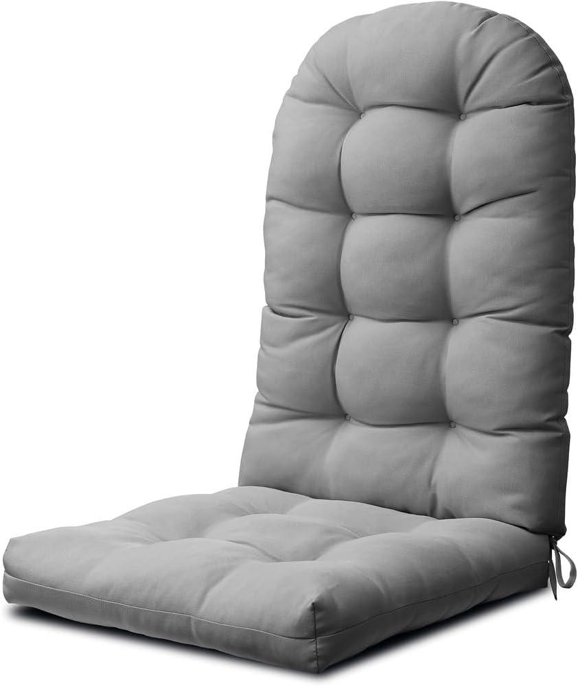 Rocking Chair Cushion Premium Tufted Pads Non-Skid Slip Backed Set of Upper and Lower with Ties, 24 in x 20 in | 20 inches x 20 inches (Gray)