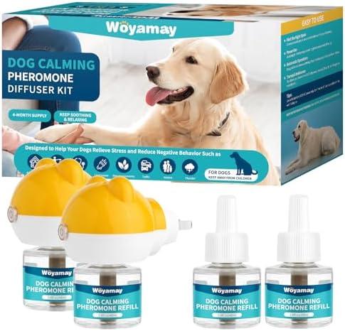 Woyamay Dog Calming Diffuser - Dog Pheromones Calming Diffuser for Dog Anxiety Relief 6-in-1 Dog Pheromone Diffuser Kit with 2 Diffuser + 1 Refill 48ml Vial - 120 Days Pheromone Diffuser to Calm Dogs