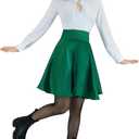 Ellen Costume Christmas Vacation Ellen Shirt Skirt Brooch Set Vintage Dress for Women (3X-Large, White Green)