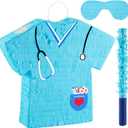 Lewtemi 14.1 Inch Nurse Piata Bundle with Blindfold, Bat and Confetti, Blue Nurse Party Piata, Nurse Party Favor, Piatas for Graduation Gift Rn Themed Birthday Party Nursing School Party Supply