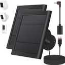 2 Pack 4W Solar Charger for Ring Spotlight & Stick Up Outdoor Cam, Black, High Efficiency, 10FT/3M Long Cable with USB-C to Ring Barrel Plug Adapter