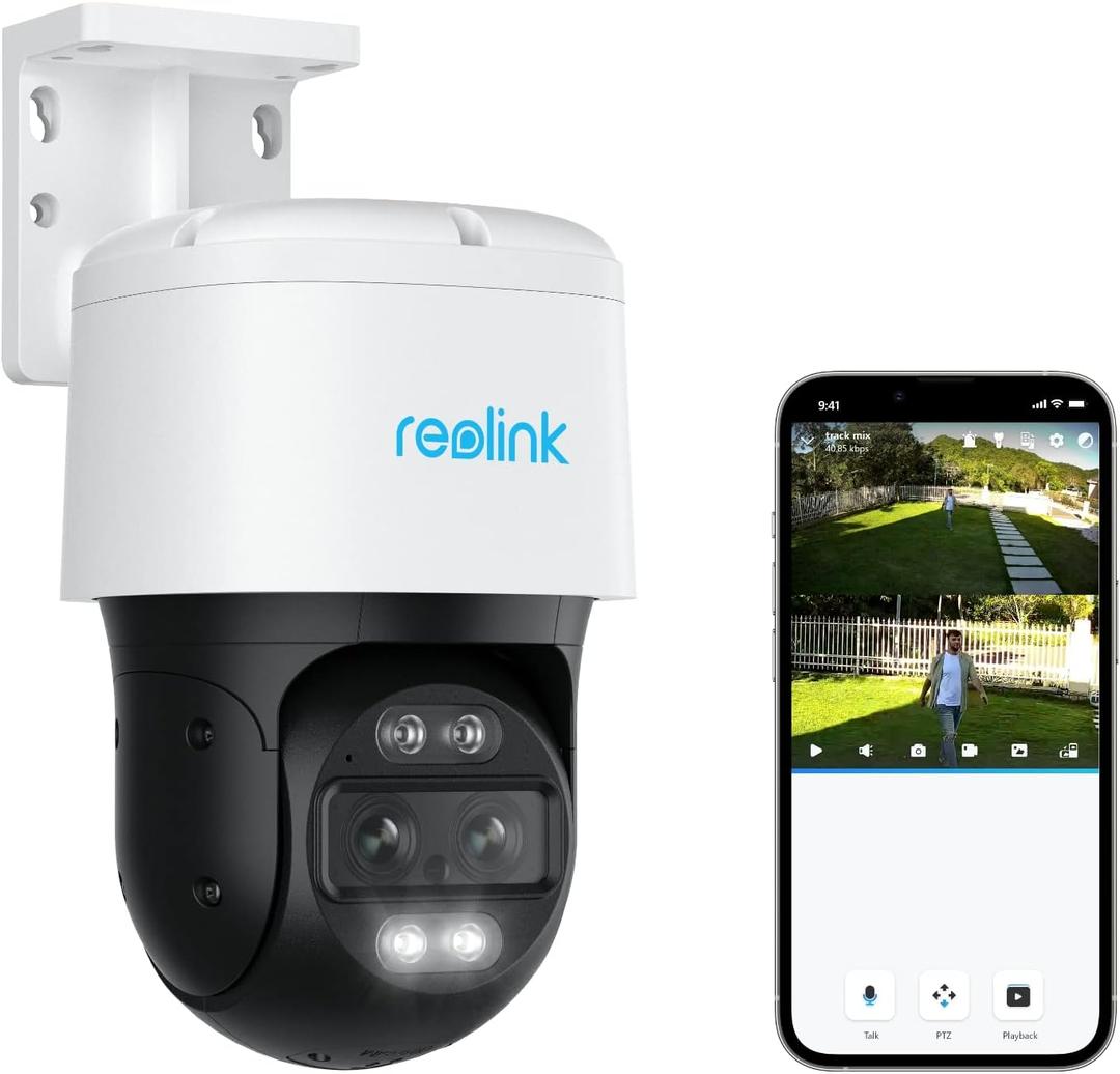 REOLINK PTZ Security Camera System 4K, IP PoE 360 Camera with Dual-Lens, Auto 6X Hybrid Zoomed Tracking, 355 Pan & 90 Tilt, Outdoor Surveillance, AI Detection, Trackmix PoE 