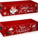 Soaoo 2 Pcs Christmas Hot Cocoa Bar Wood Storage Box for Hot Cocoa Decorative Christmas Storage Bins Vintage Open Holder Box Xmas Colorful Organizer Bins for Home Kitchen Office Farmhouse Gift(Red)