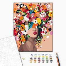 Ginkko Paint by Numbers for Adults Beginner & Kids Ages 8-12 with Wooden Frame Easy Acrylic on Canvas 9x12 inch with Paints and Brushes, Girls and Flowers (Include Framed)