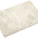 Non-Slip Bath Rug,Extra Soft Microfiber Bedroom Shag Carpet with Anti-Slip Backing,Water/Dust Absorbent Fast Dry Shower Mat,Sound Insulated Stairs Pad,Machine Washable (Ivory,17 x 27 Inches)