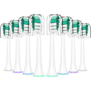 Replacement Toothbrush Heads for Philips Sonicare Replacement Heads, Electric Replacement Brush Head Compatible with Phillips Sonicare Electric Toothbrush, for Philips Sonic Care Brush,8 Pcs (1 Count (Pack of 8), Dark Green-white)