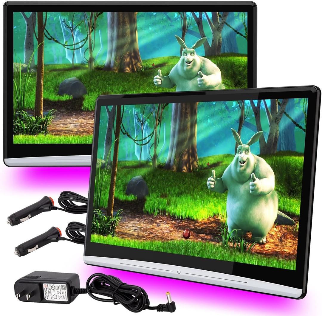 13.3 Inch 4K Android Dual Car Headrest Video Player,Rear Seat Car TV with 2.4G/5G WiFi, Car Headrest Screen Support Phone Wireless Connection Mirror Link, HDMI in+Out/Bluetooth/FM/USB 2G+32G